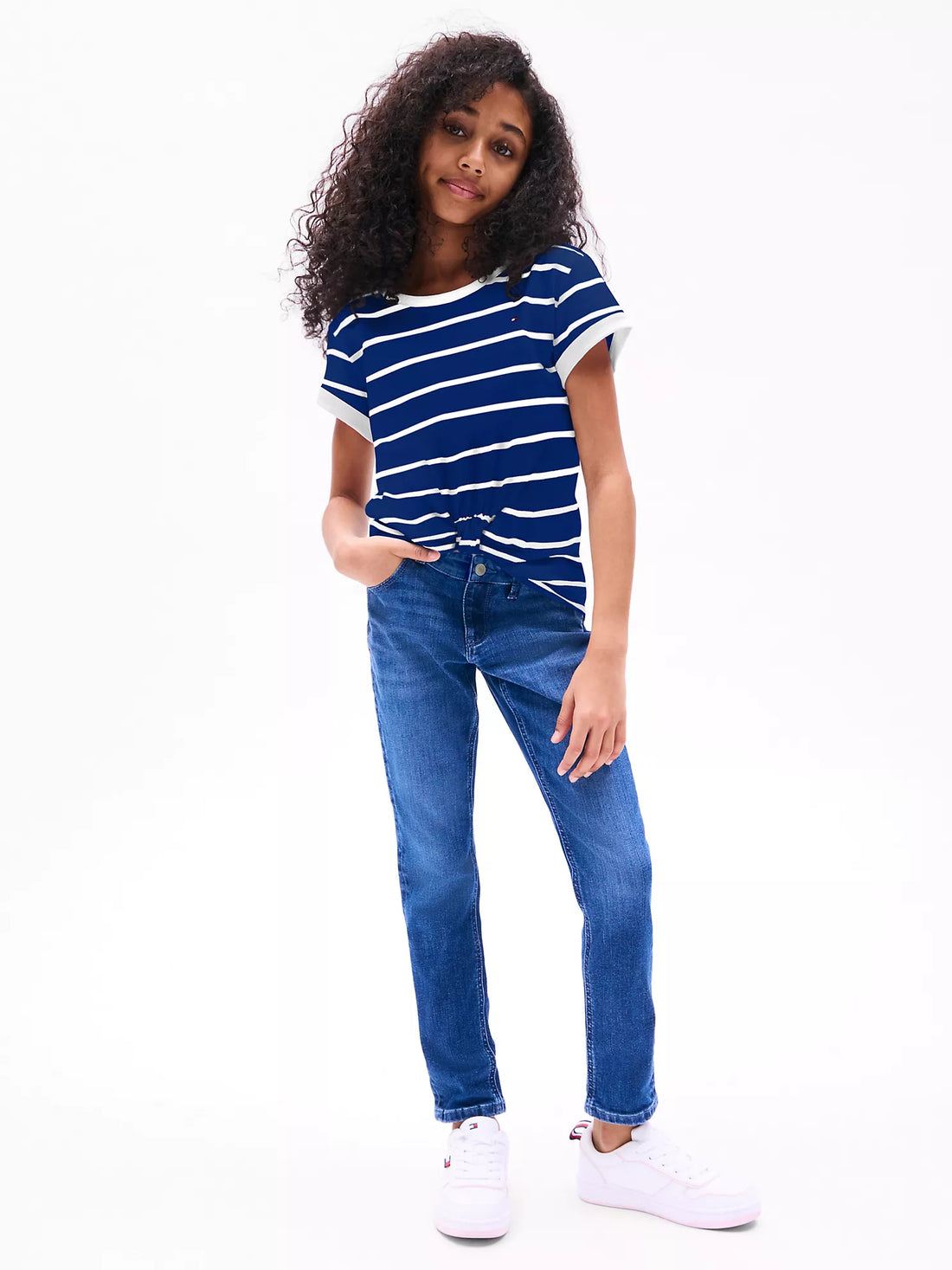 Stripe Knot-Hem T-Shirt Sz 12-14