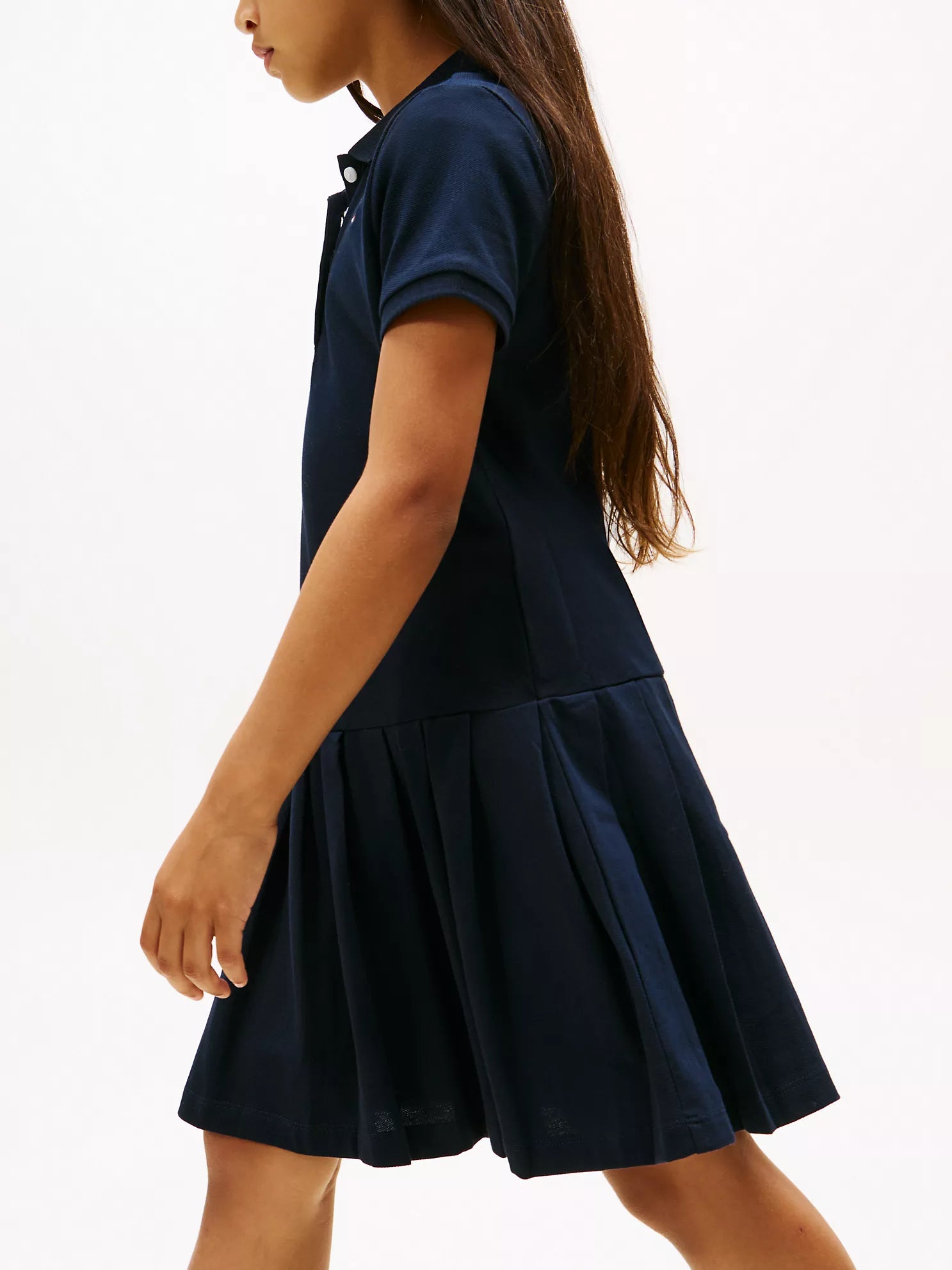 Girls  Pleated Stretch Polo Dress Sz 6-7