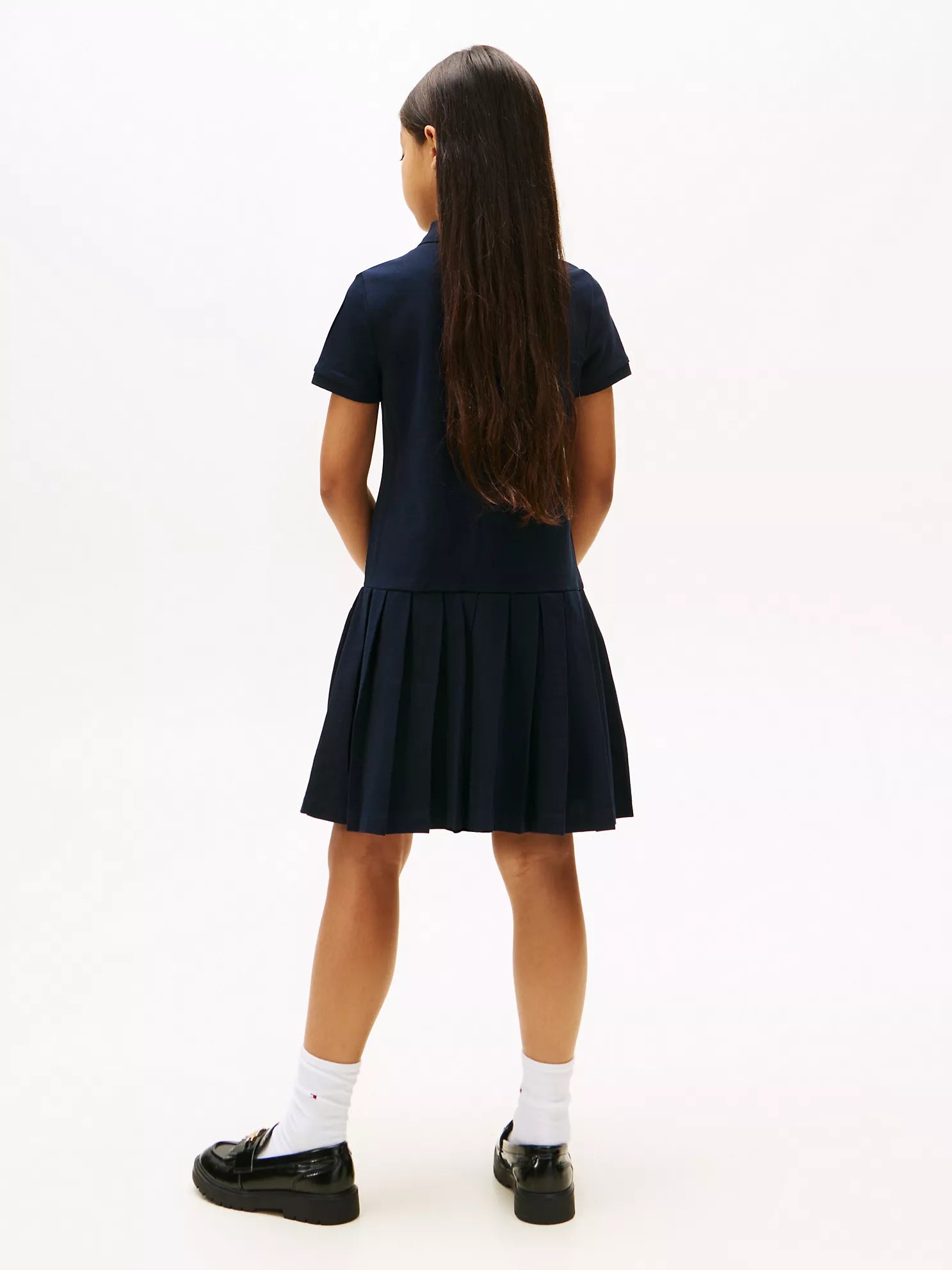Girls  Pleated Stretch Polo Dress Sz 6-7