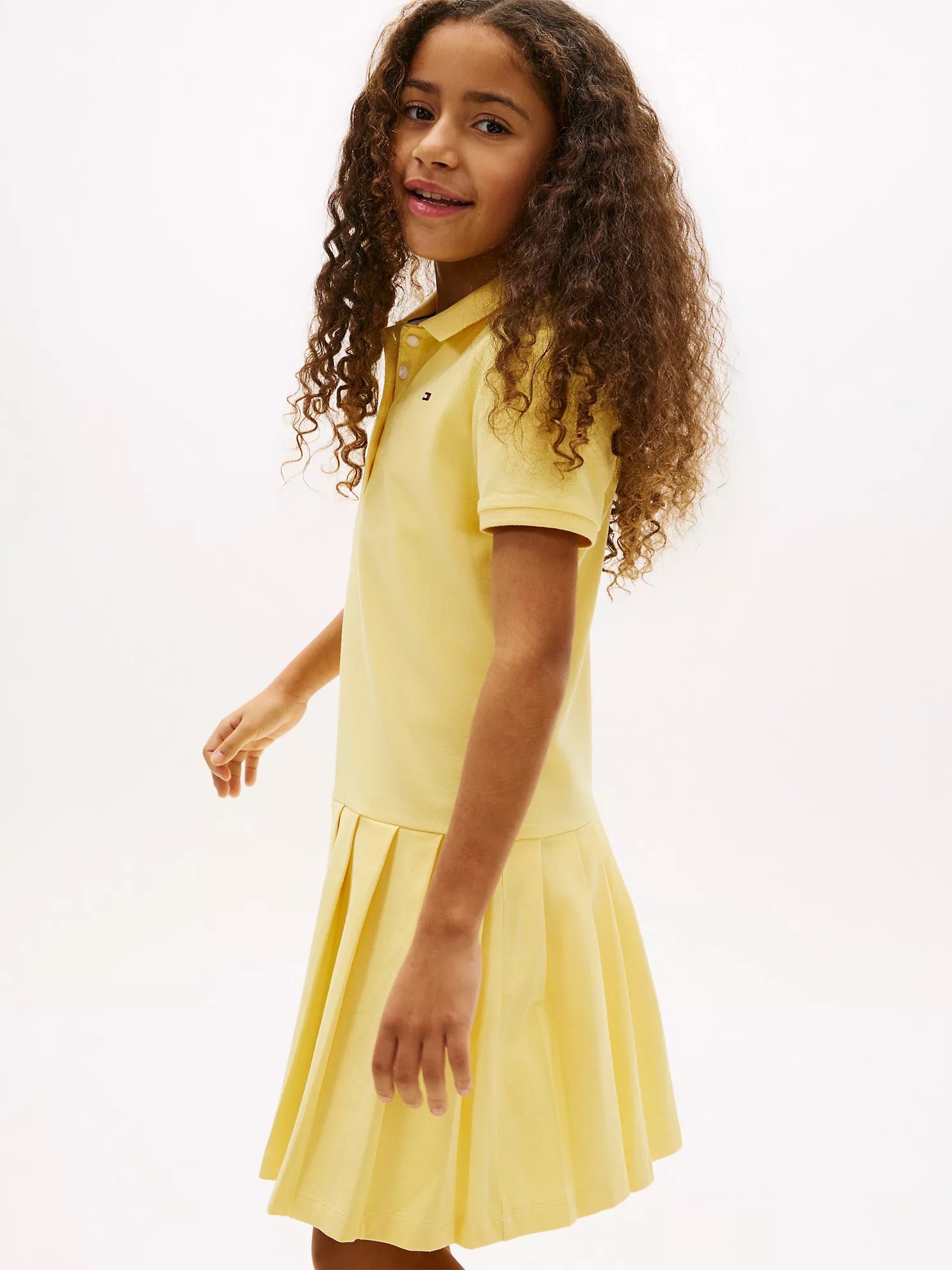 Girls  Pleated Stretch Polo Dress