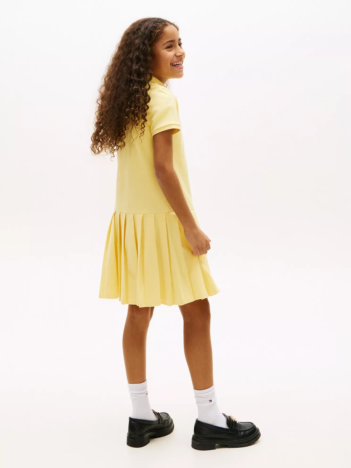Girls  Pleated Stretch Polo Dress