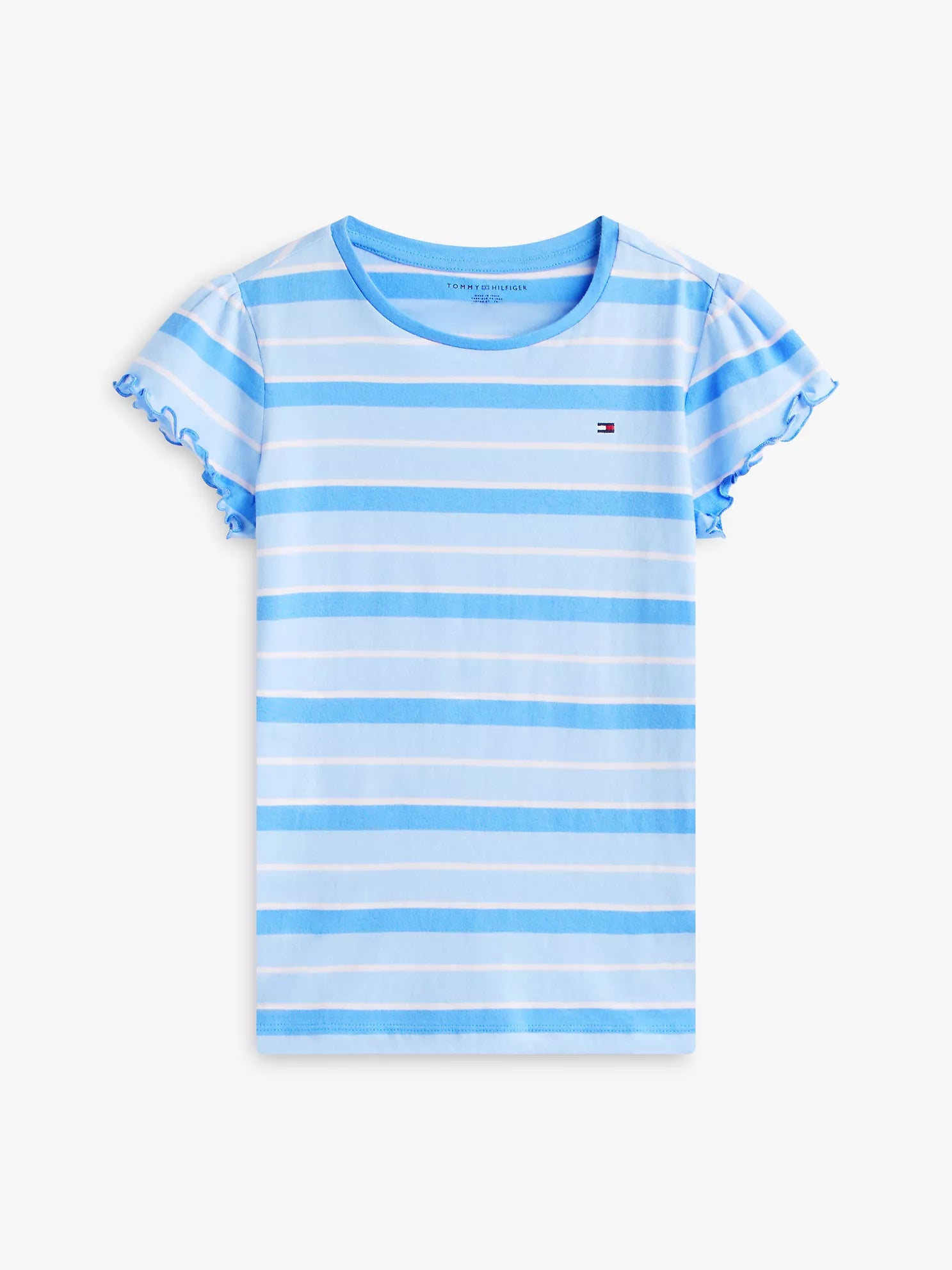 Girls  Stripe Lettuce-Trim Sleeve T-Shirt
