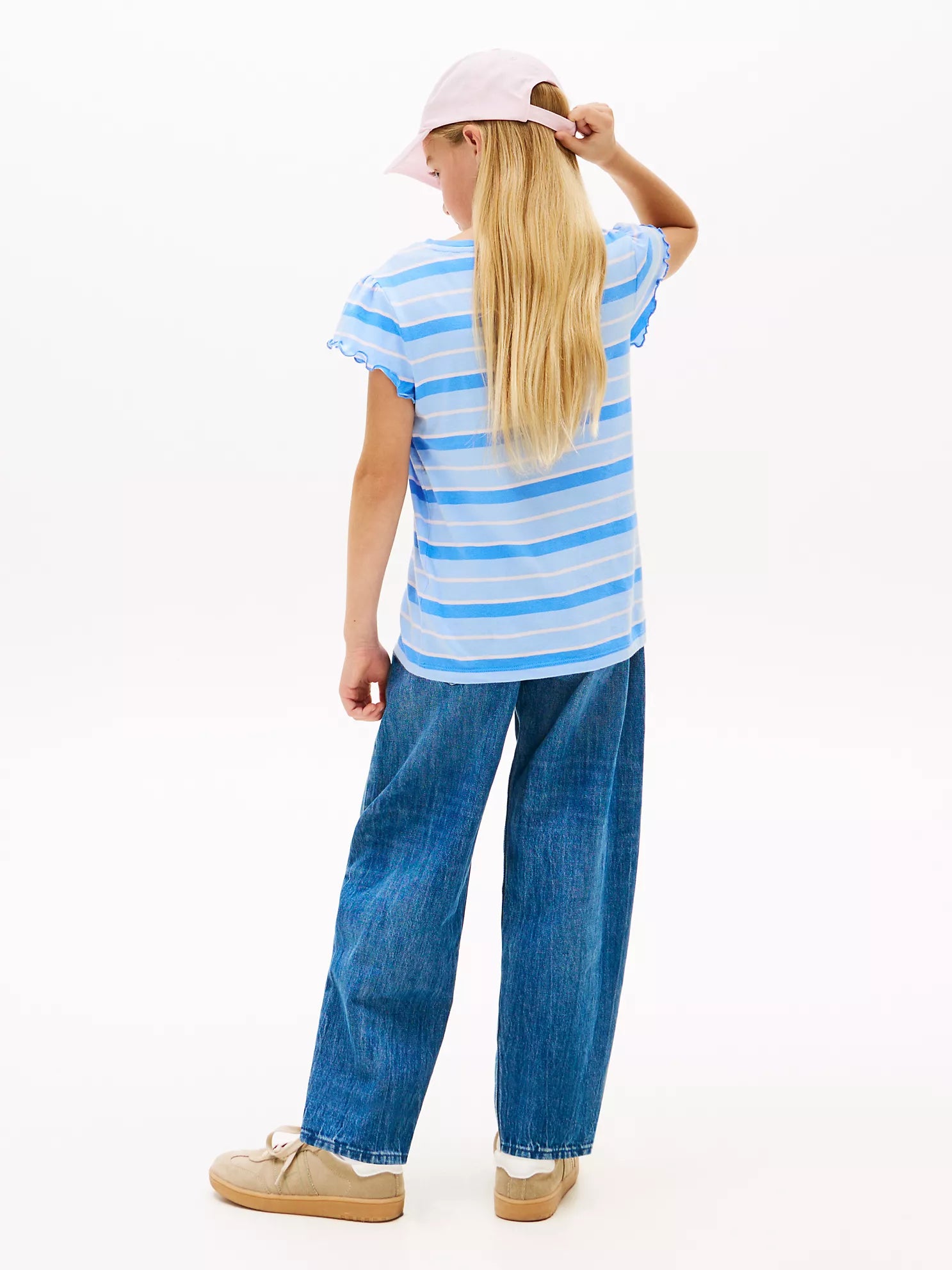 Girls  Stripe Lettuce-Trim Sleeve T-Shirt