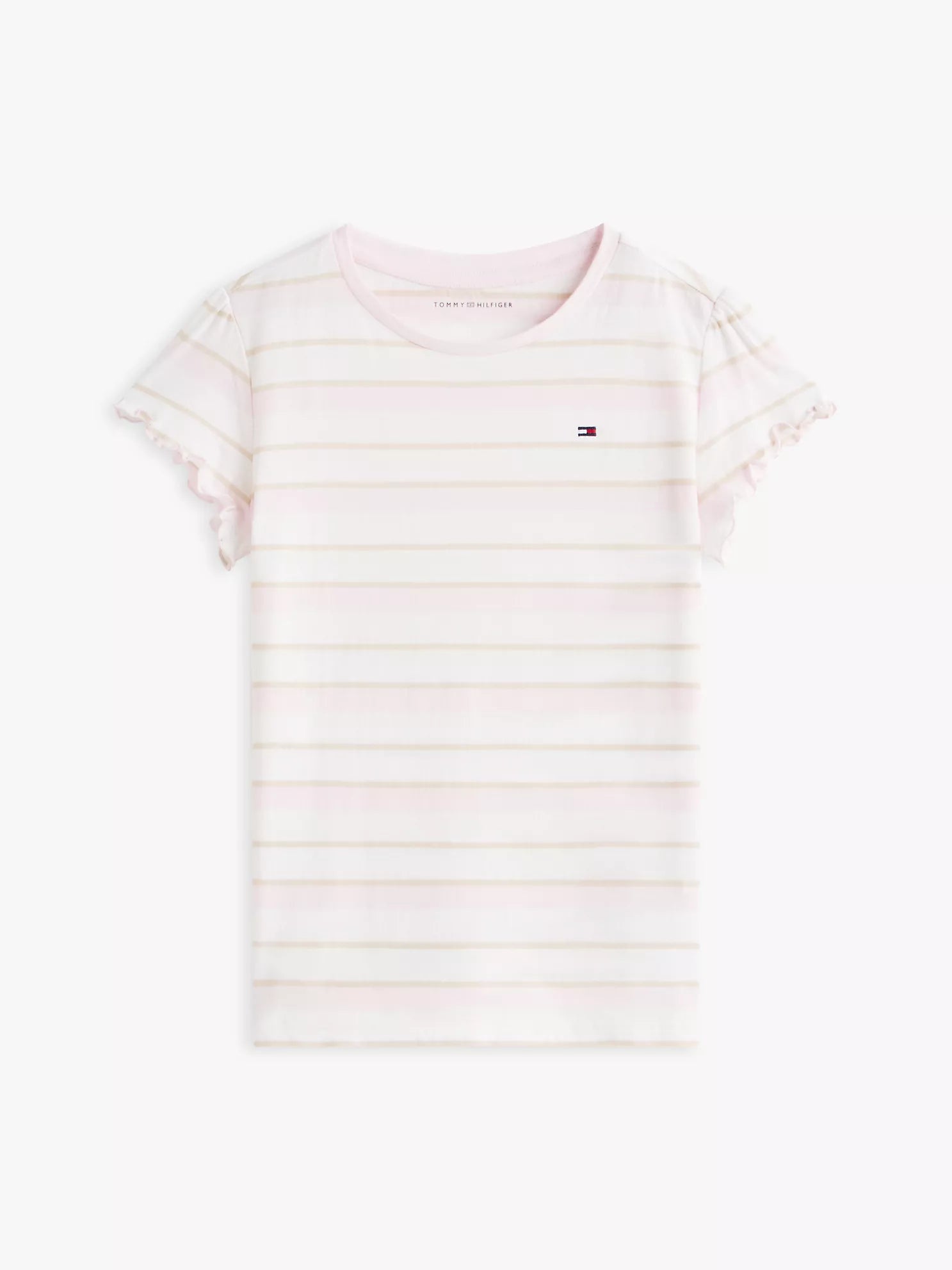 Girls  Stripe Lettuce-Trim Sleeve T-Shirt
