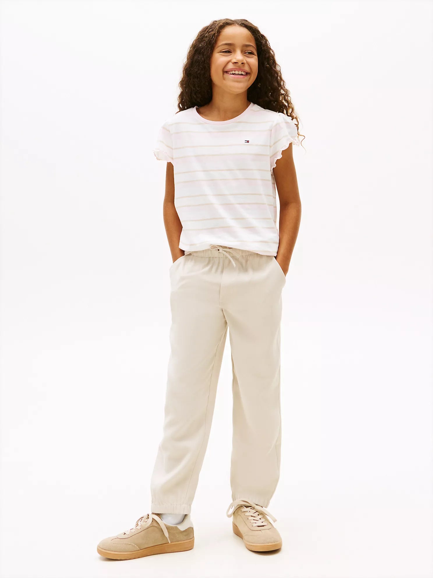 Girls  Stripe Lettuce-Trim Sleeve T-Shirt