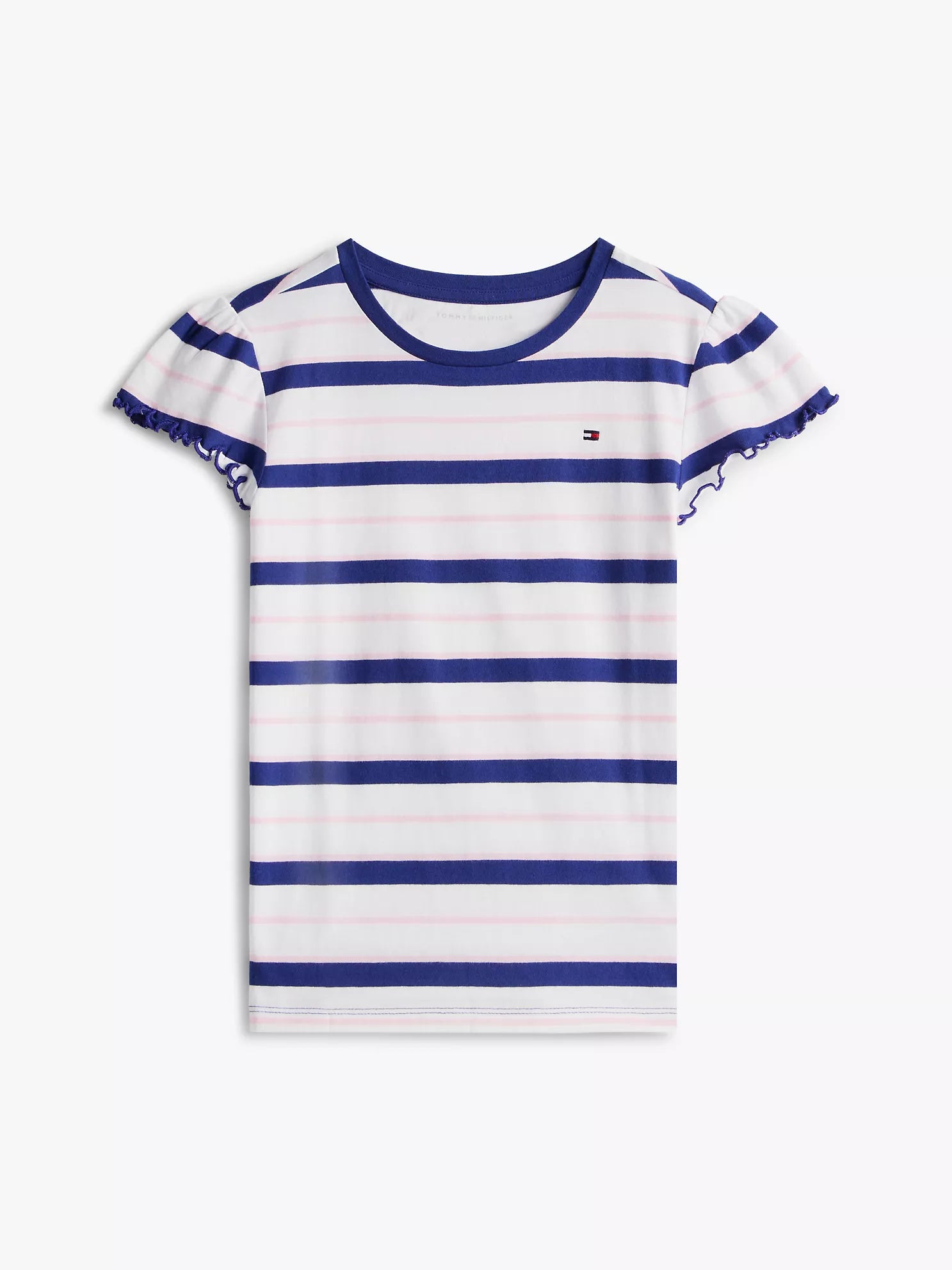 Girls  Stripe Lettuce-Trim Sleeve T-Shirt