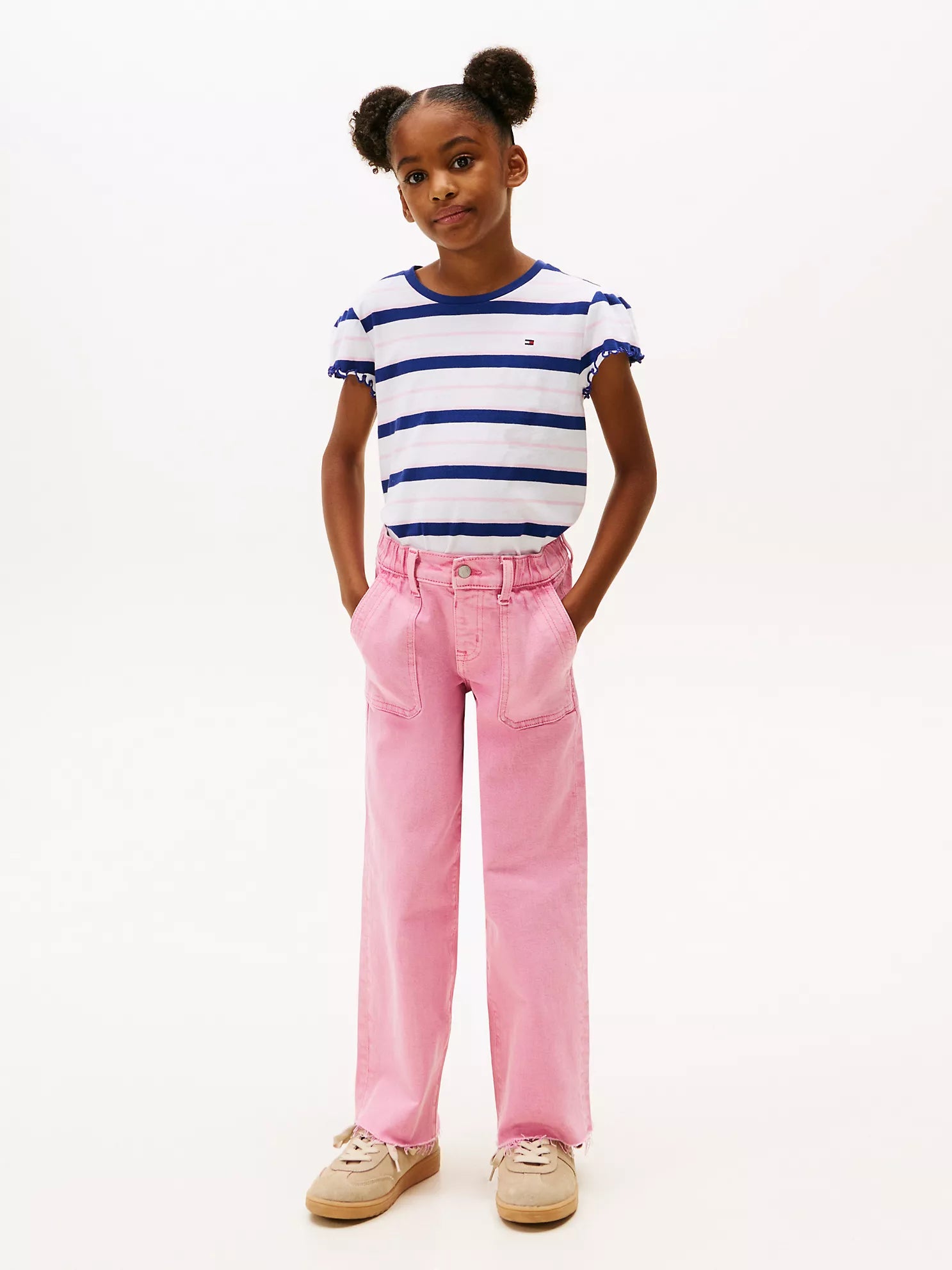 Girls  Stripe Lettuce-Trim Sleeve T-Shirt