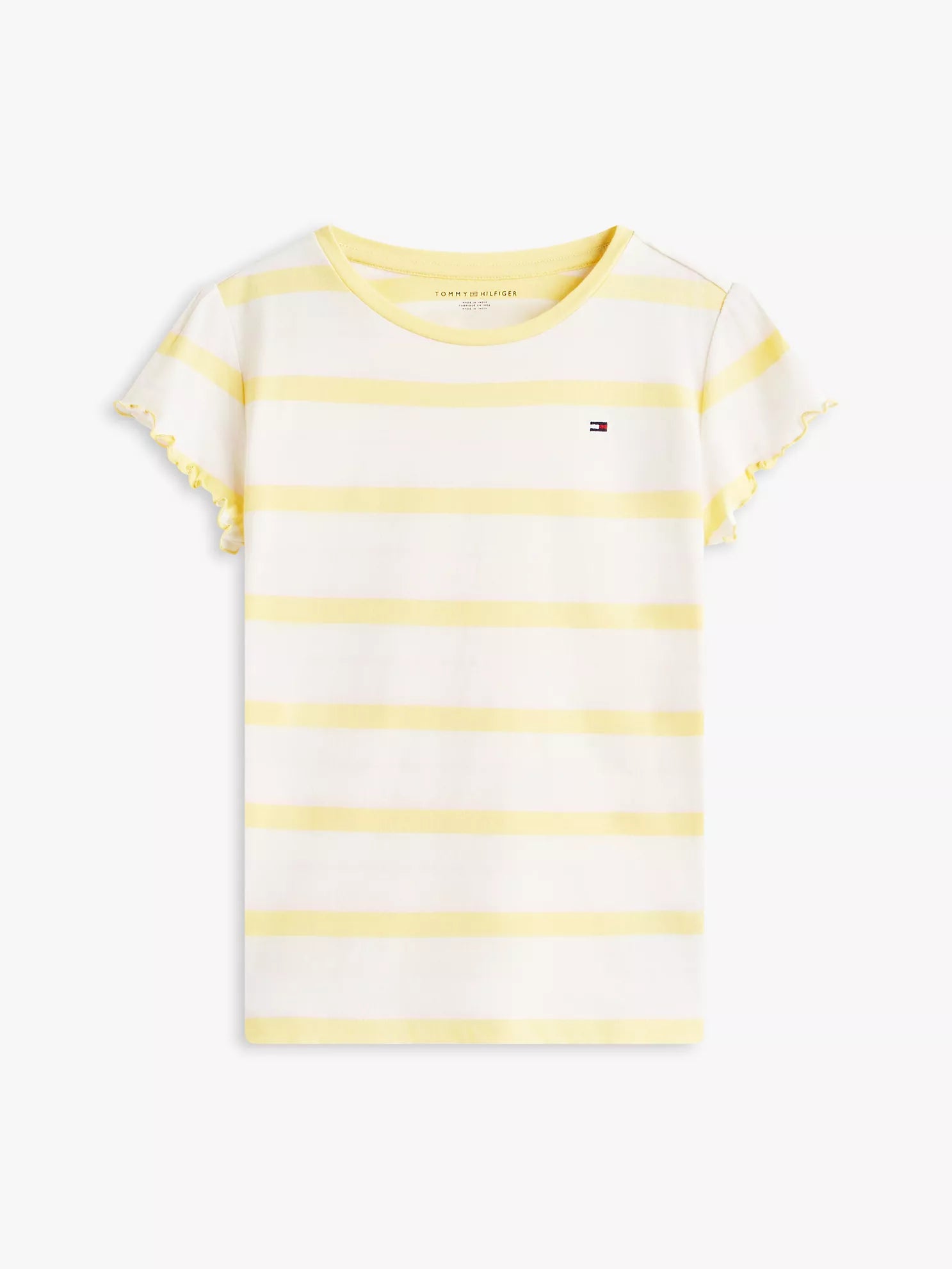 Girls  Stripe Lettuce-Trim Sleeve T-Shirt Sz 12-14