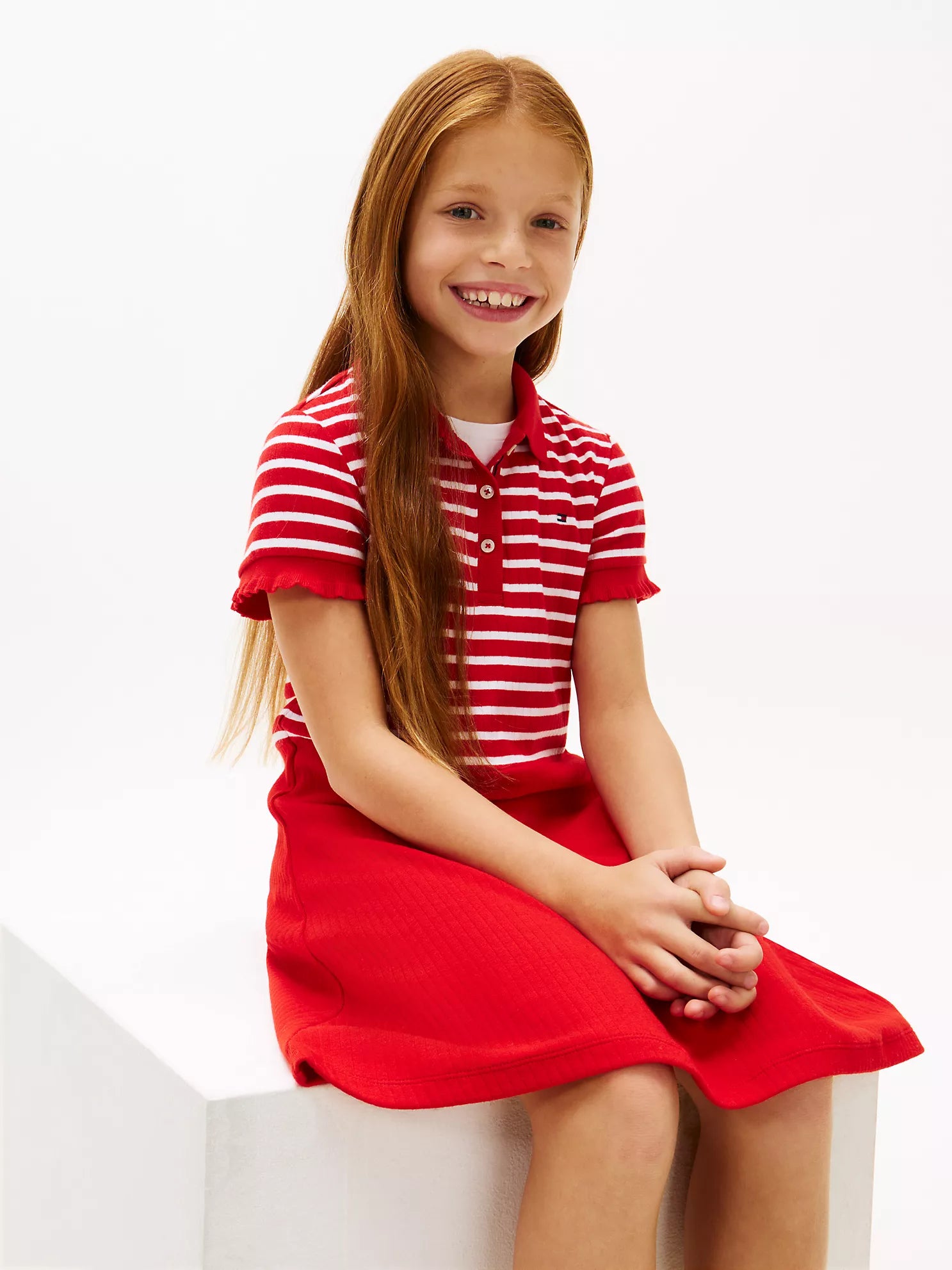 Girls Kids' Stretch Polo Skater Dress Tommy Hilfiger
