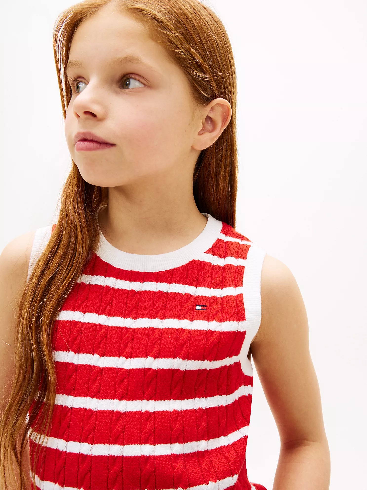 Girls Kids' Stripe Cable Knit Vest Tommy Hilfiger