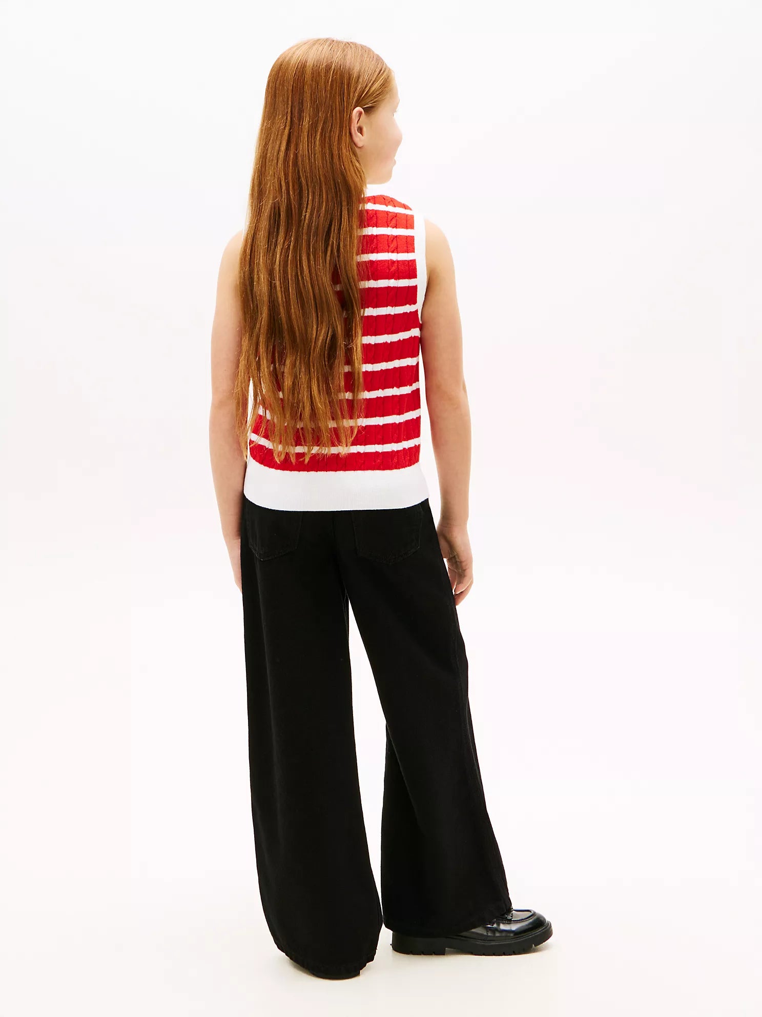 Girls Kids' Stripe Cable Knit Vest Tommy Hilfiger