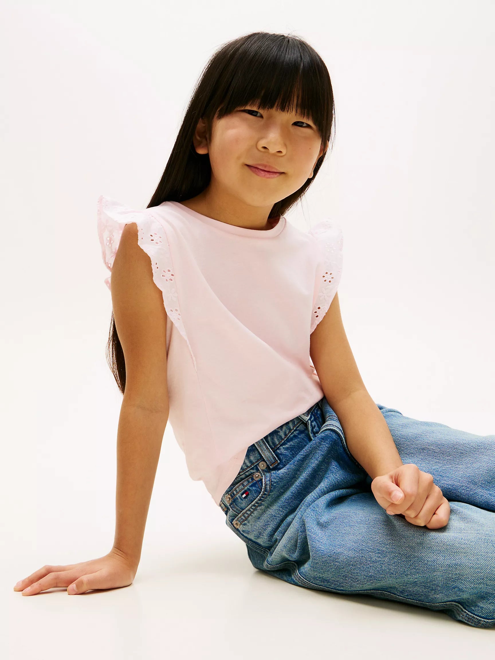 Kids' Embroidered Eyelet Flutter T-Shirt