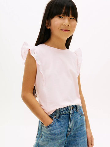 Kids' Embroidered Eyelet Flutter T-Shirt