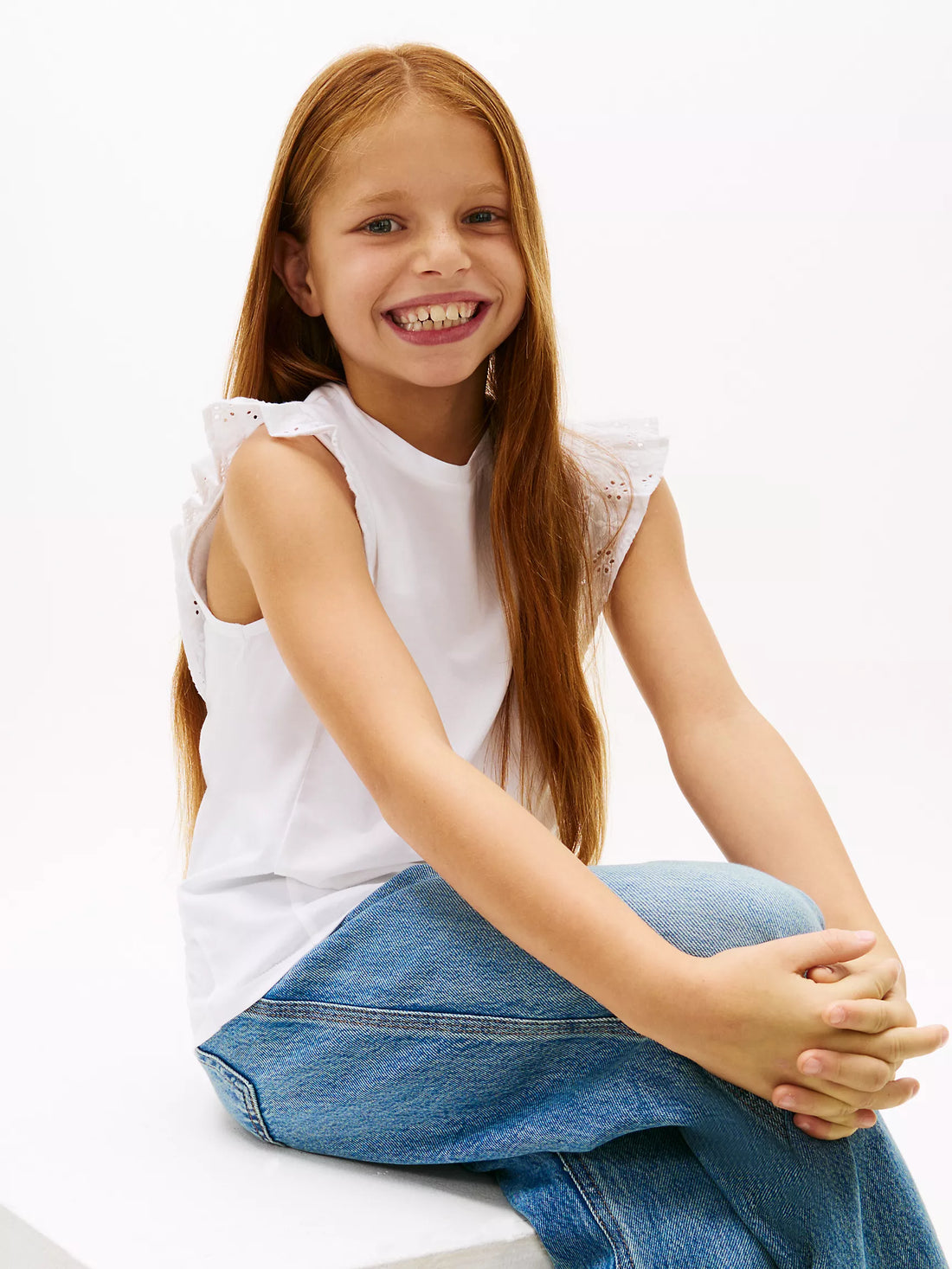 Kids' Embroidered Eyelet Flutter T-Shirt