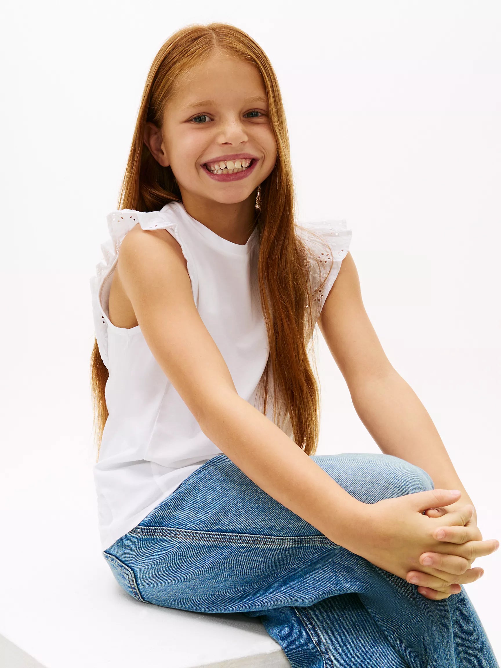 Kids' Embroidered Eyelet Flutter T-Shirt