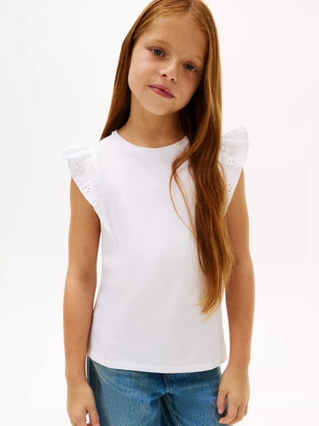 Kids' Embroidered Eyelet Flutter T-Shirt