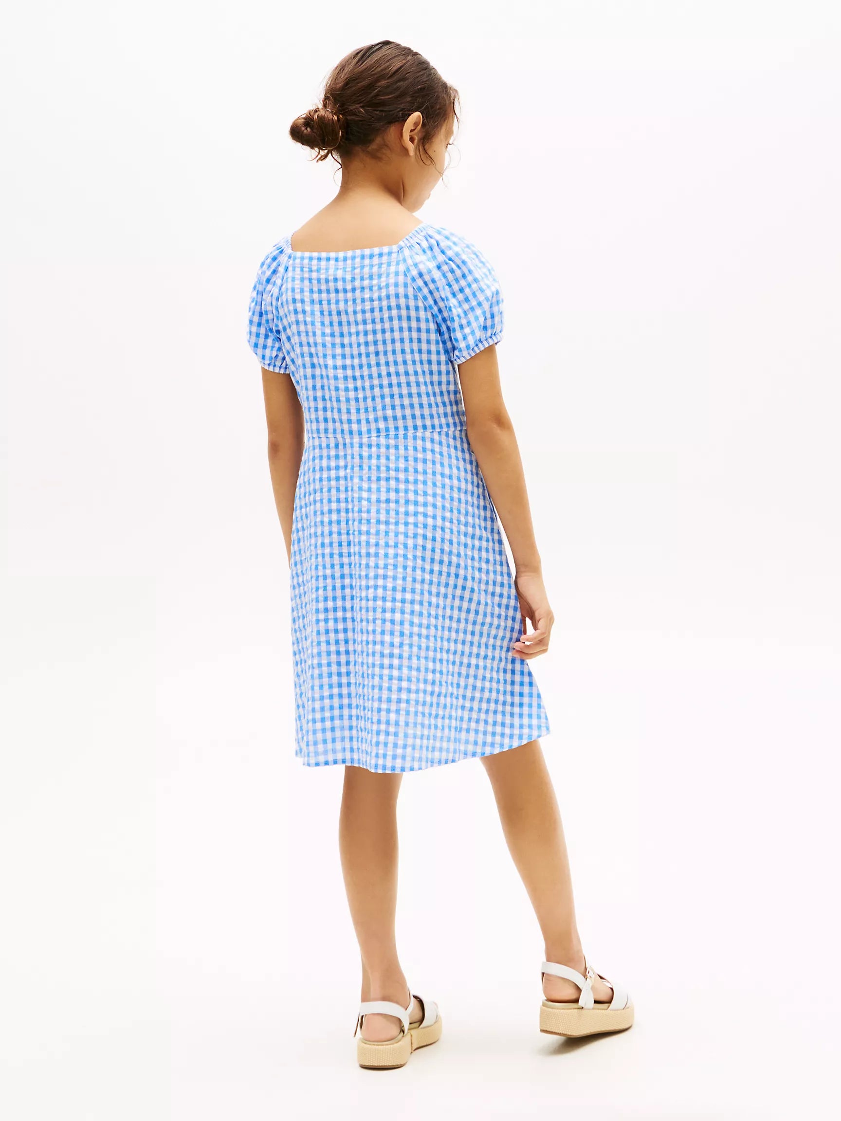 Kids' Gingham Puff-Sleeve Dress