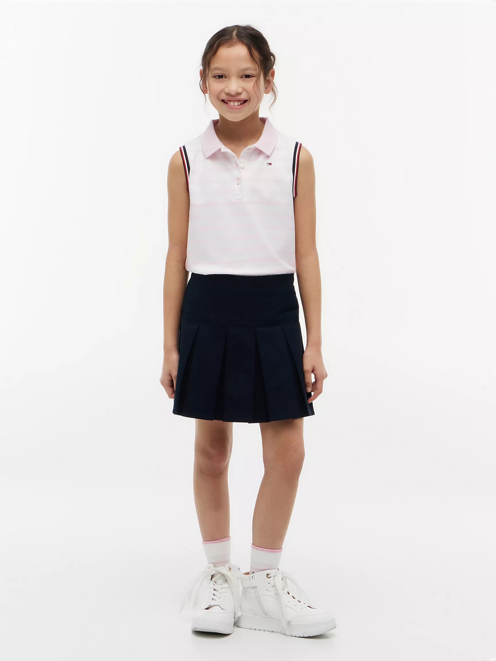 Kids' Stripe Sleeveless Stretch Polo