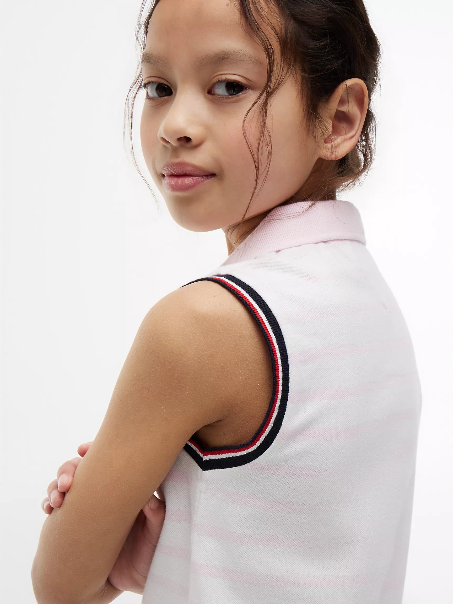 Kids' Stripe Sleeveless Stretch Polo