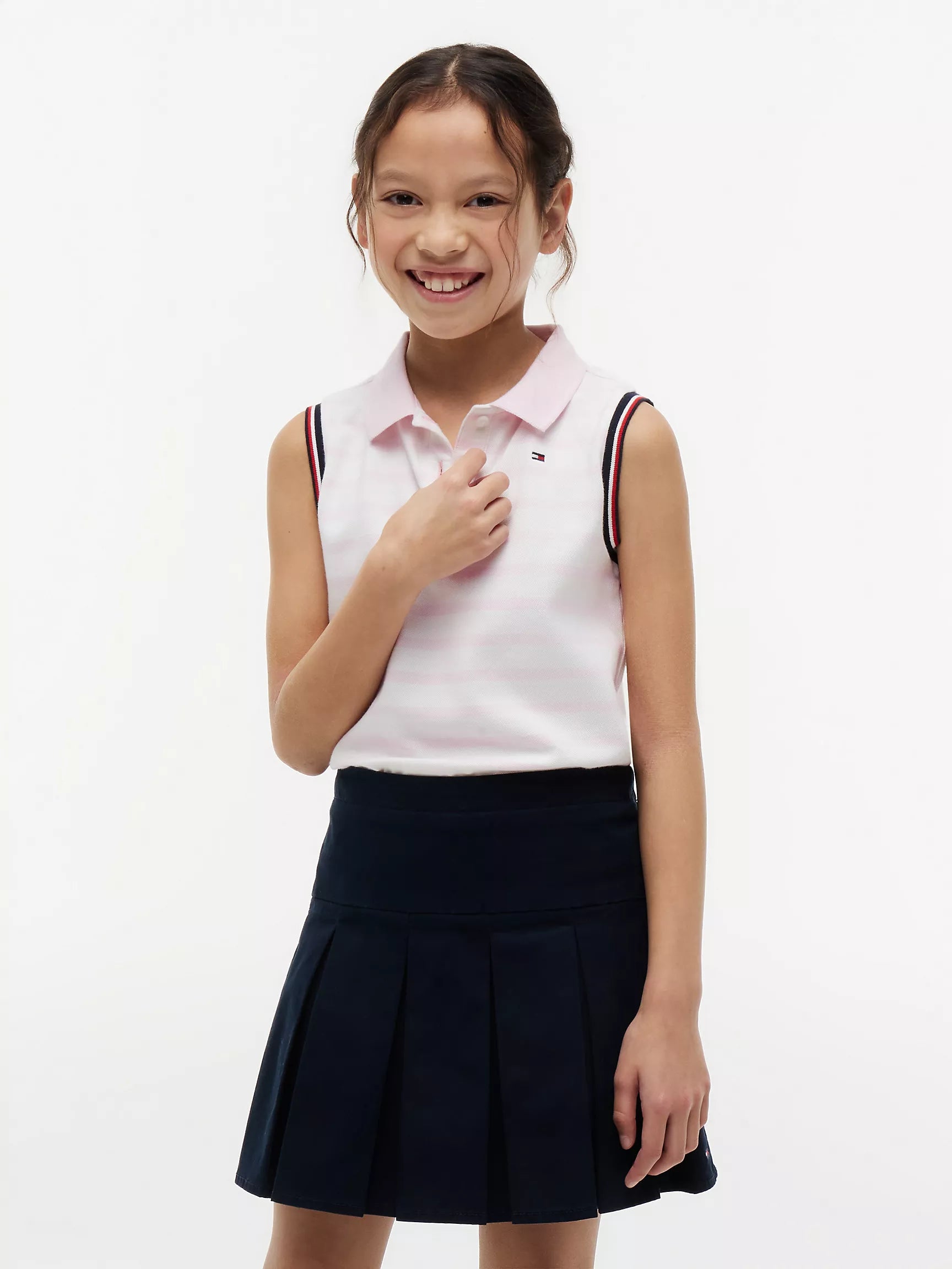 Kids' Stripe Sleeveless Stretch Polo