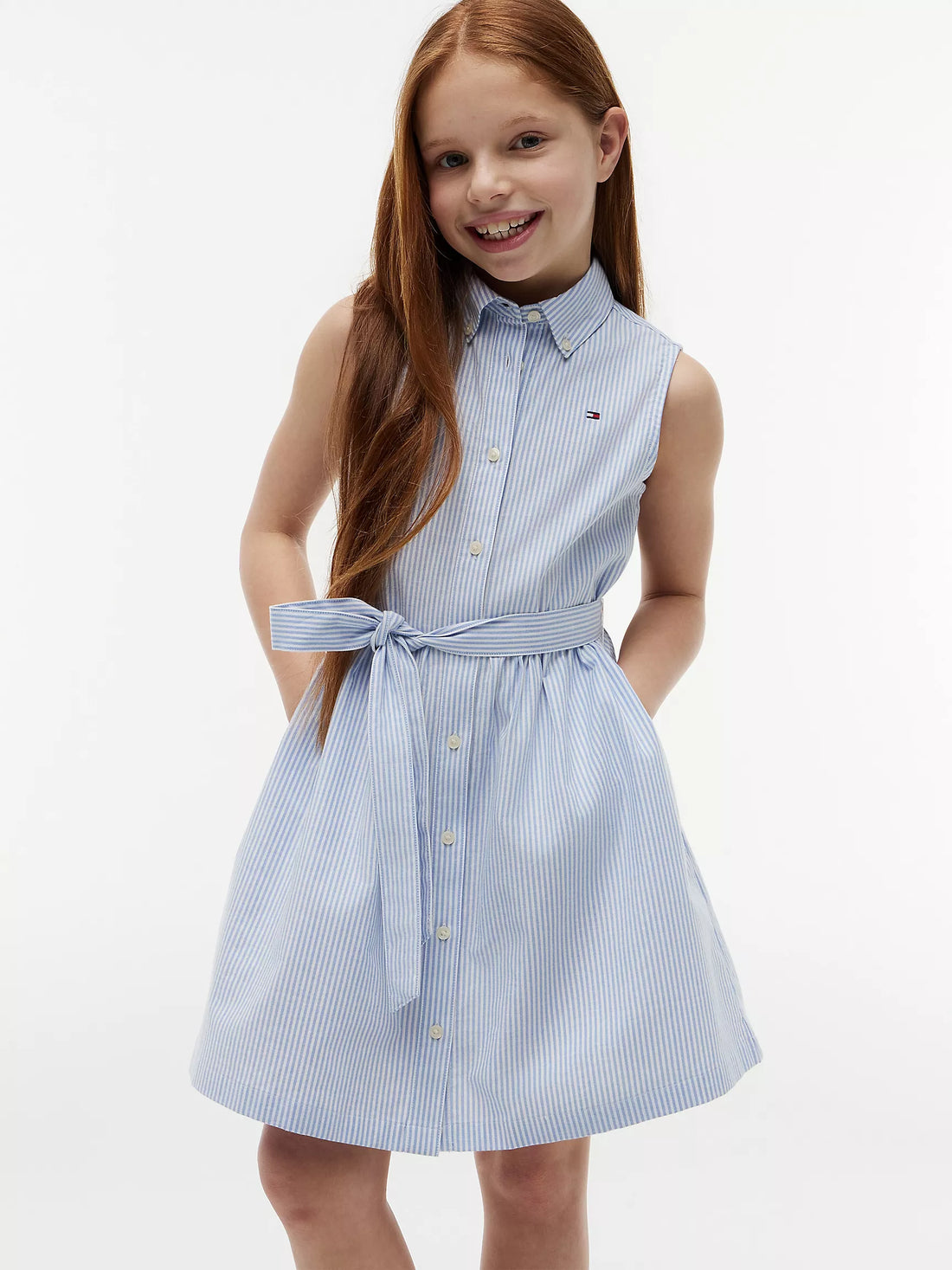 Kids' Sleeveless Belted Shirtdress