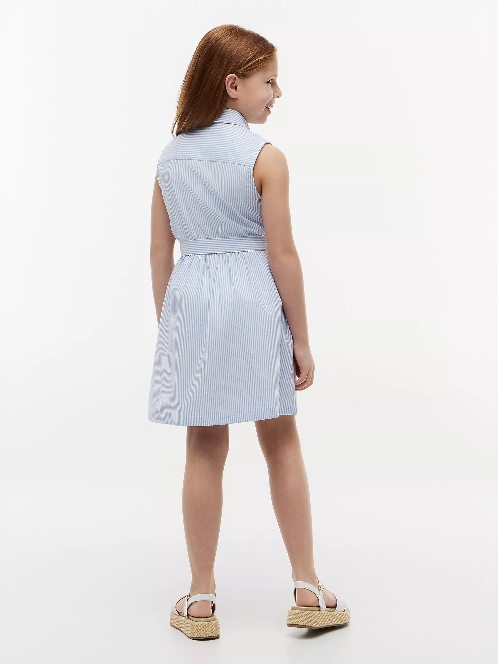 Kids' Sleeveless Belted Shirtdress