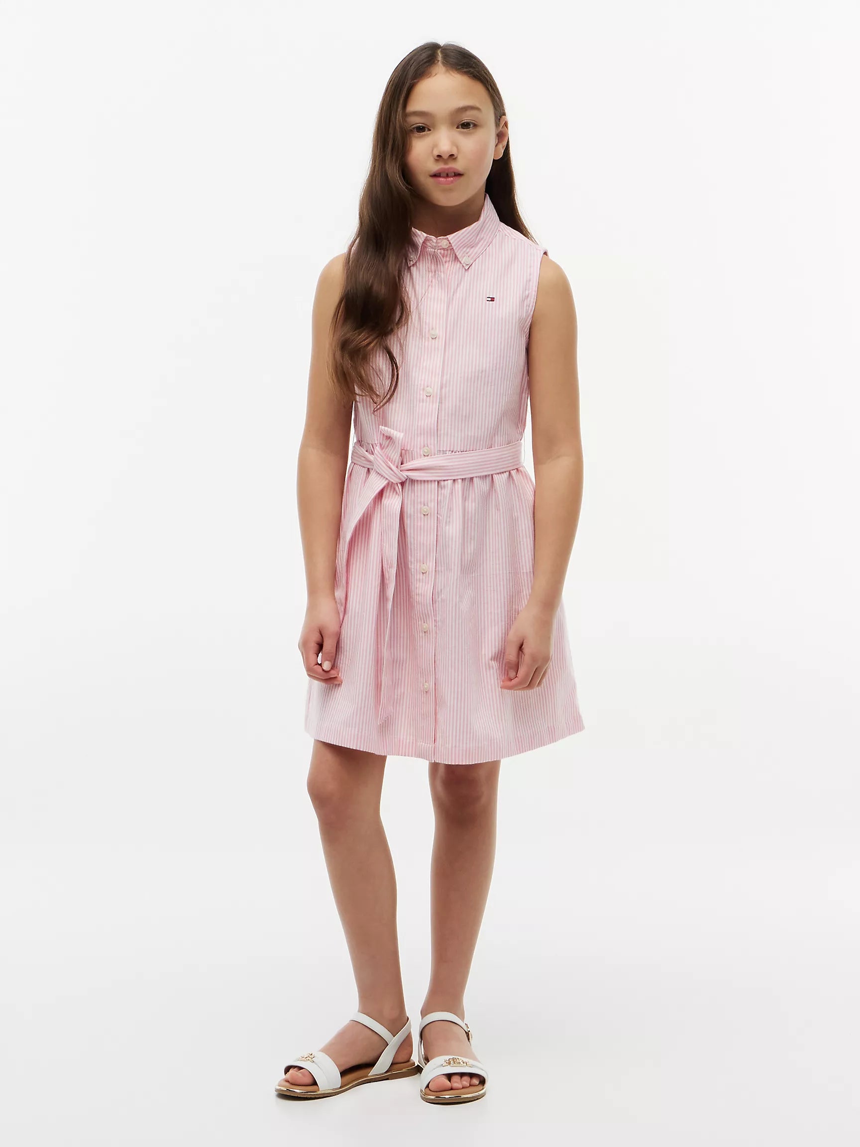 Kids' Sleeveless Belted Shirtdress