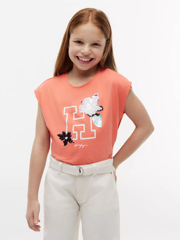 Kids' Flip Sequin Floral Logo T-Shirt
