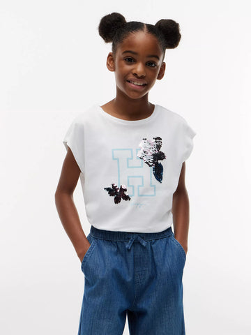 Kids' Flip Sequin Floral Logo T-Shirt