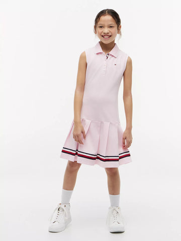 Kids' Sleeveless Pleated Polo Dress