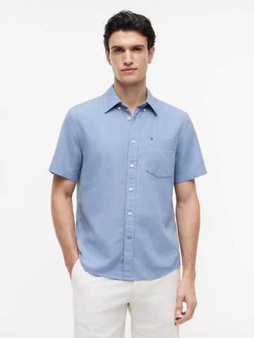 Regular Fit Short-Sleeve Linen-Blend Shirt