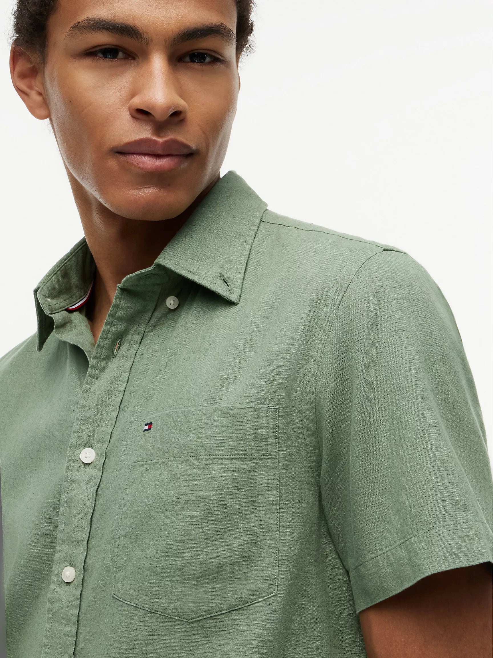 Regular Fit Short-Sleeve Linen-Blend Shirt