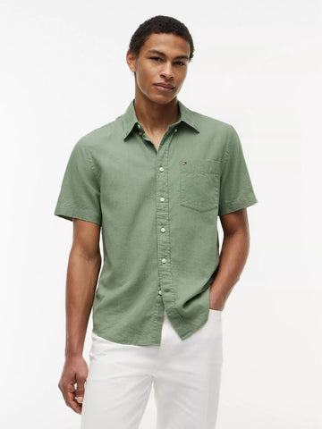 Regular Fit Short-Sleeve Linen-Blend Shirt