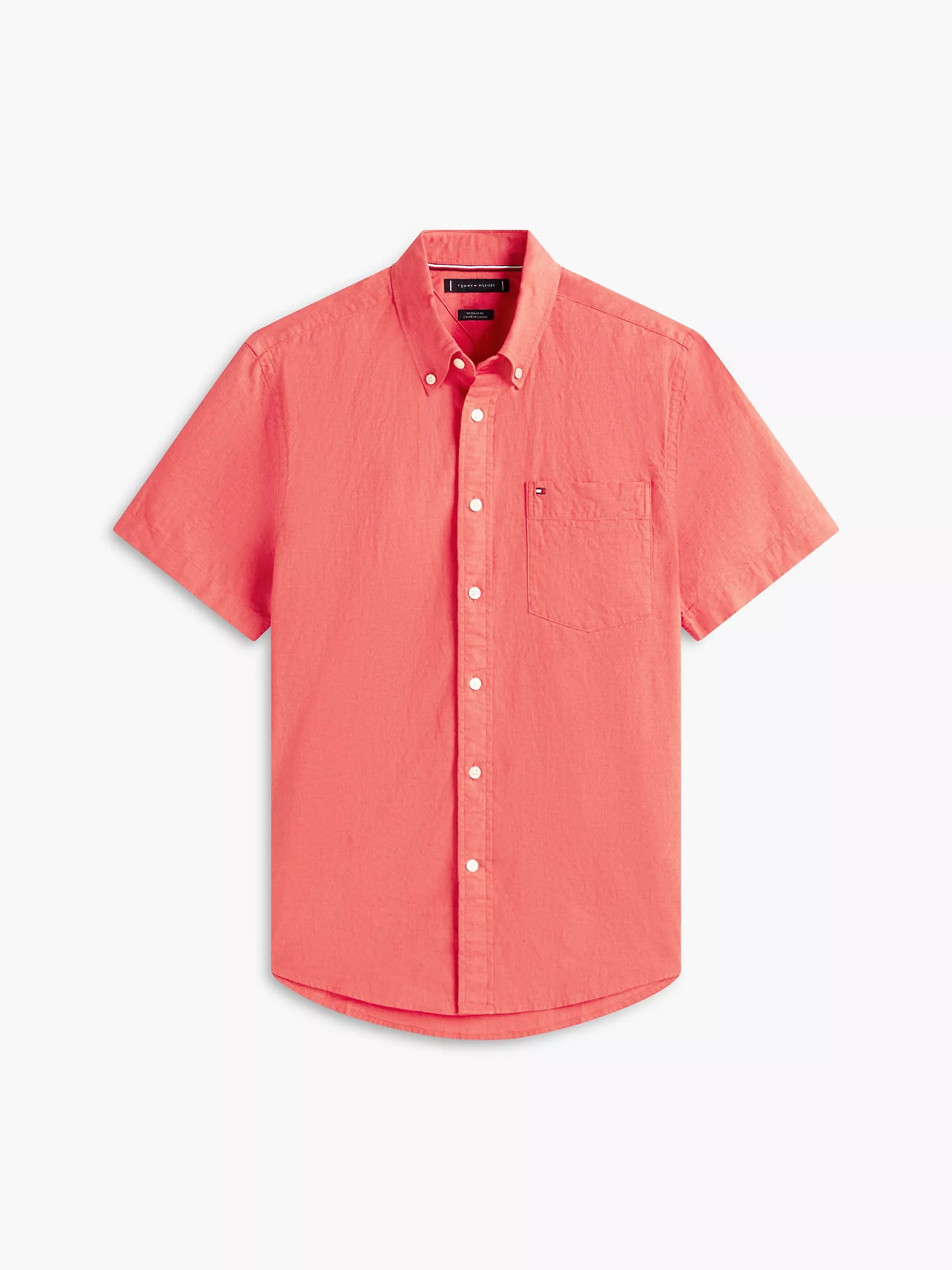Regular Fit Short-Sleeve Linen-Blend Shirt