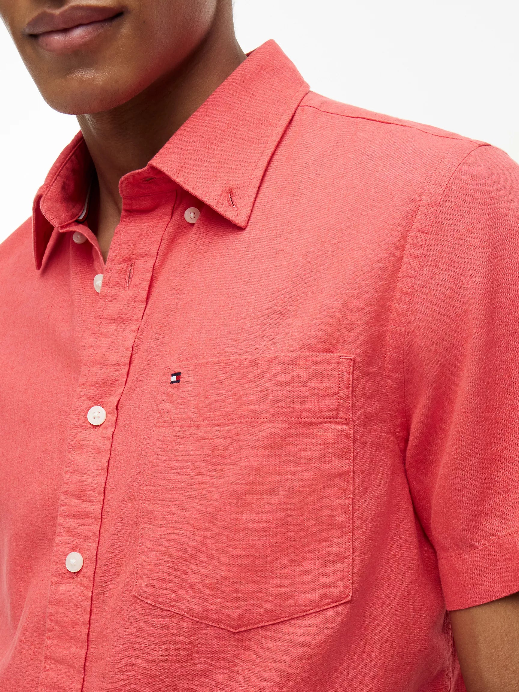 Regular Fit Short-Sleeve Linen-Blend Shirt