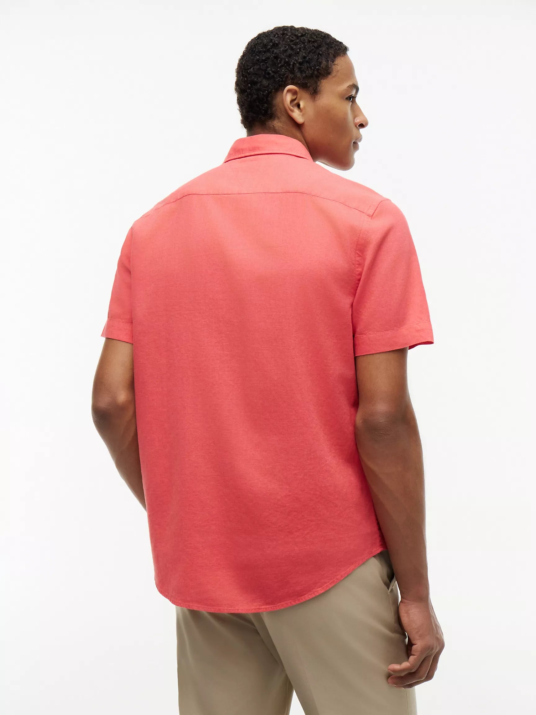Regular Fit Short-Sleeve Linen-Blend Shirt