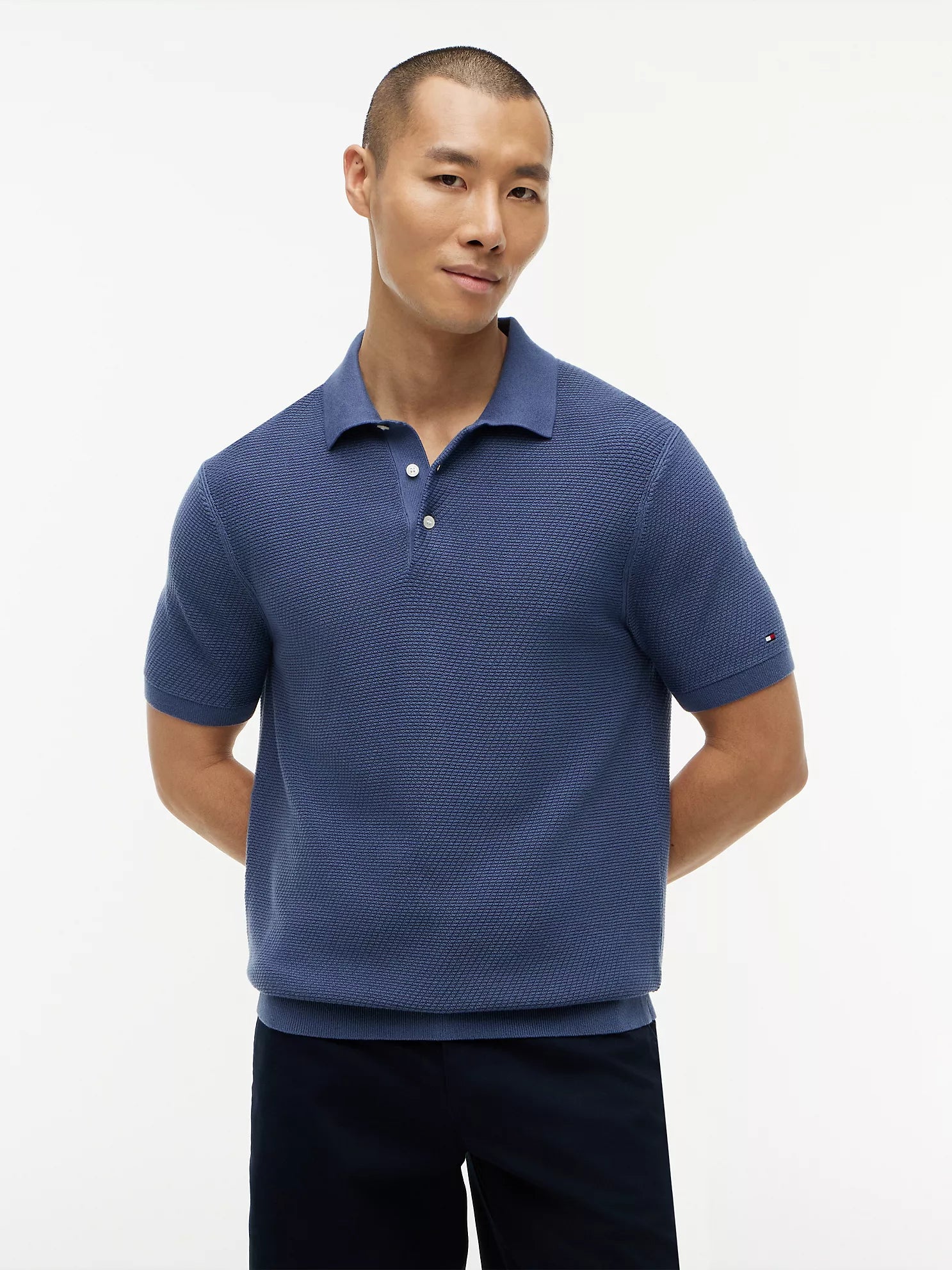 Tommy Hilfiger Short-Sleeve Waffled Sweater Polo men
