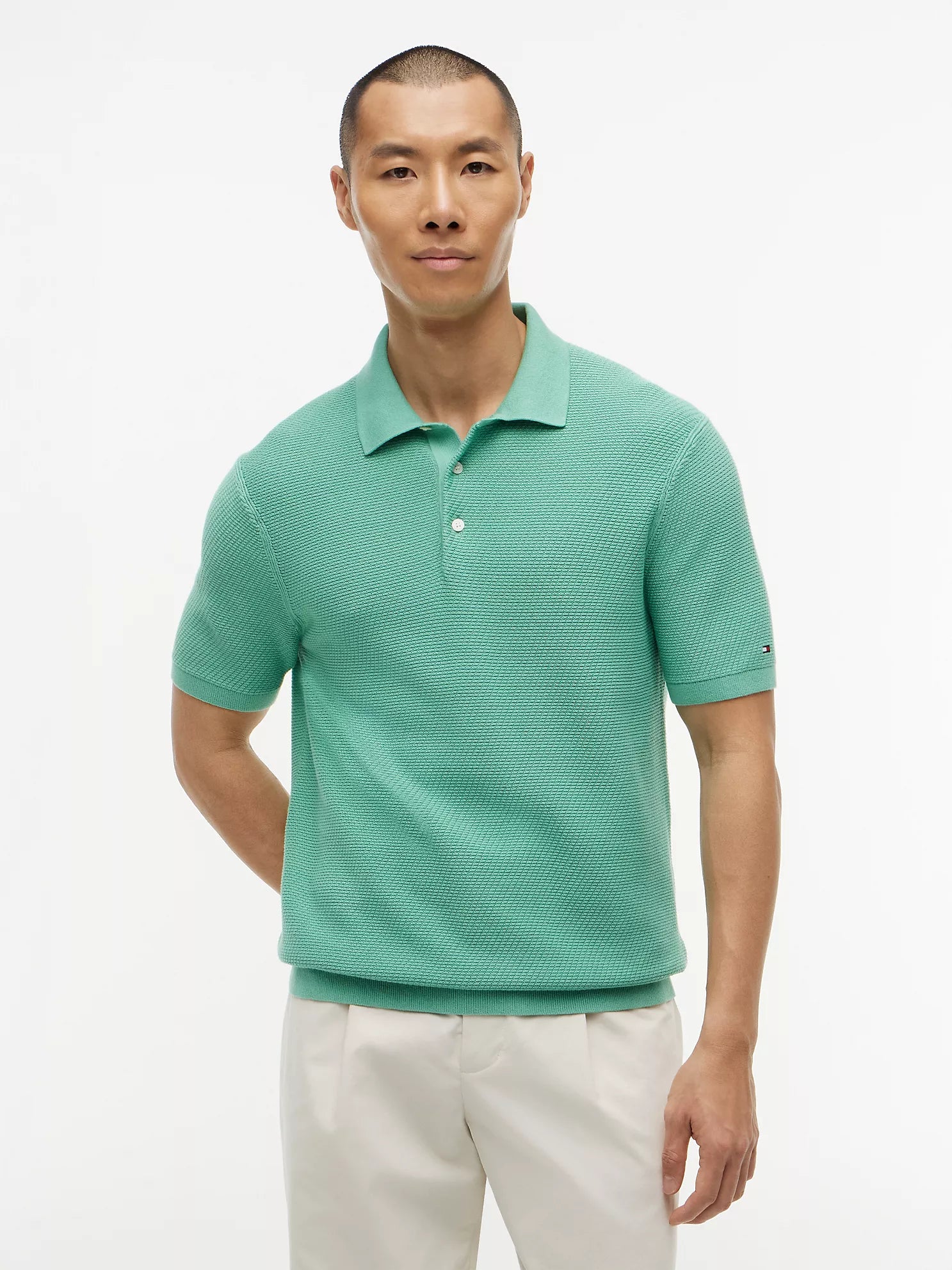 Tommy Hilfiger Short-Sleeve Waffled Sweater Polo men