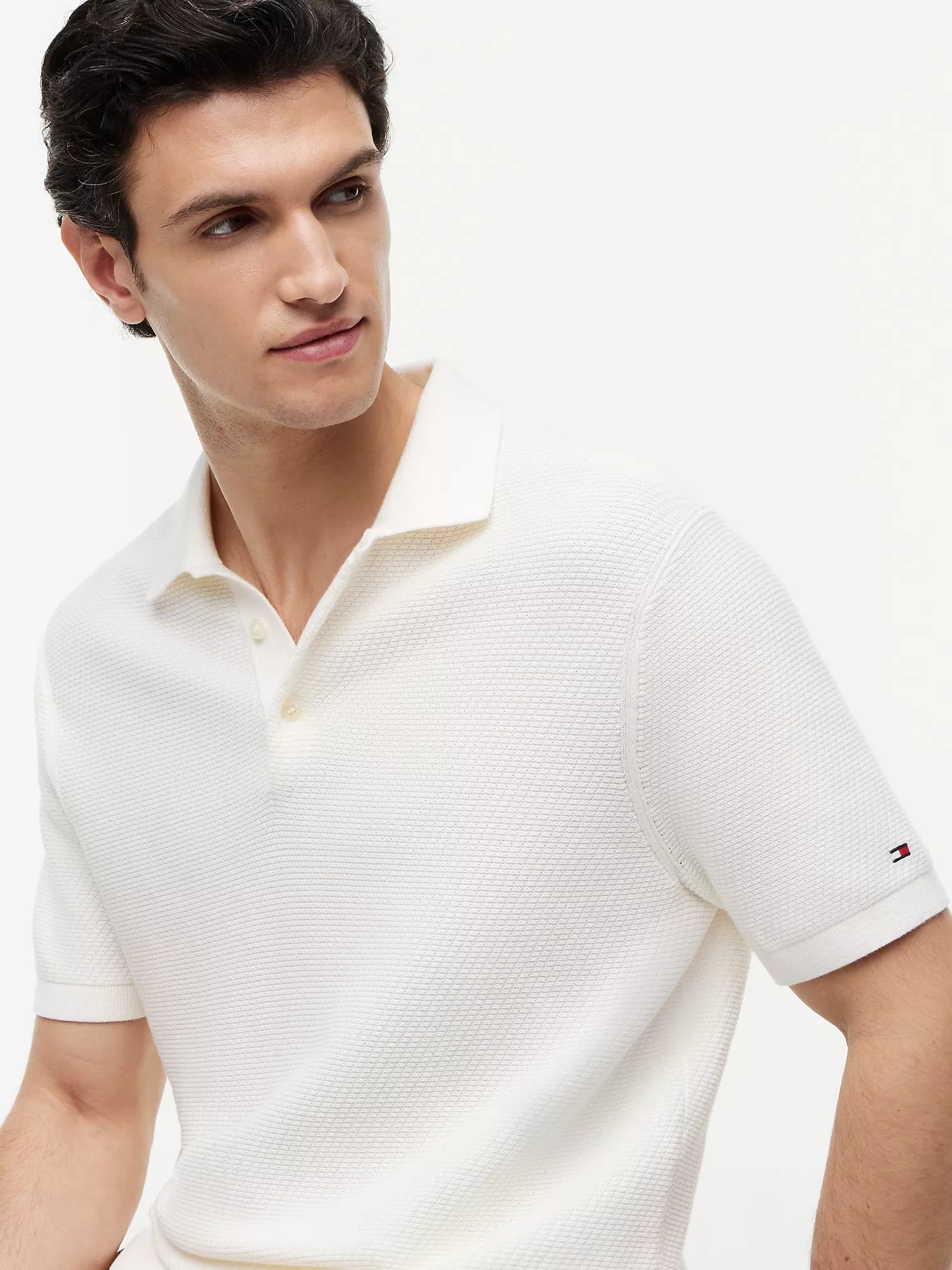 Tommy Hilfiger Short-Sleeve Waffled Sweater Polo men