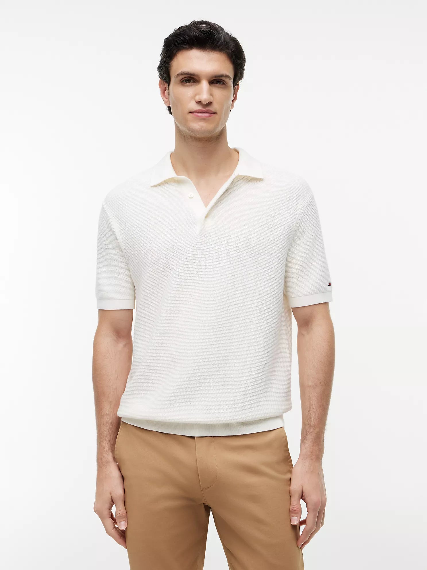 Tommy Hilfiger Short-Sleeve Waffled Sweater Polo men