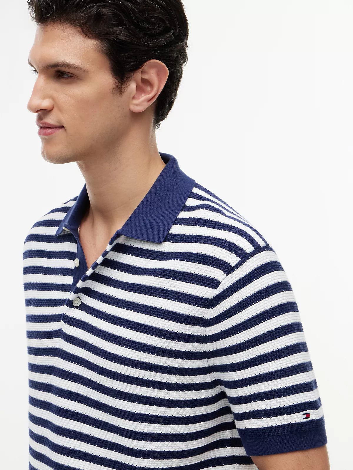 Tommy Hilfiger Short-Sleeve Stripe Waffled Sweater Polo men