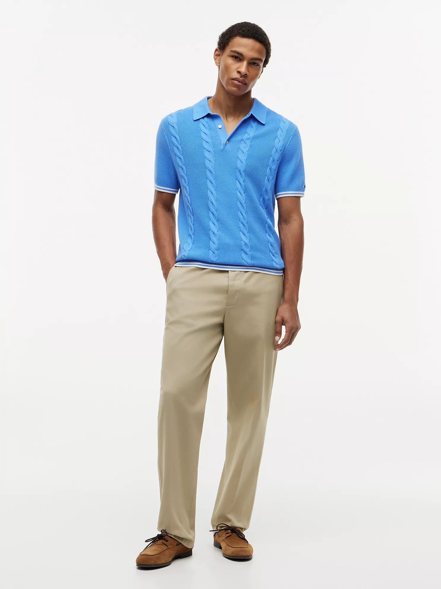 Tommy Hilfiger Short-Sleeve Cable Knit Sweater Polo men
