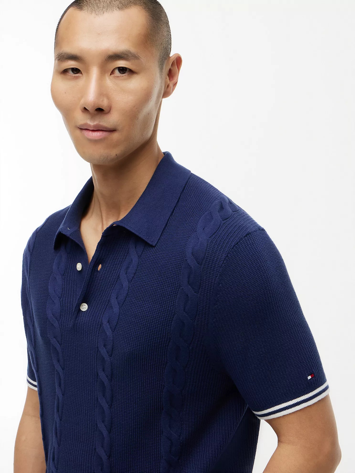 Tommy Hilfiger Short-Sleeve Cable Knit Sweater Polo men