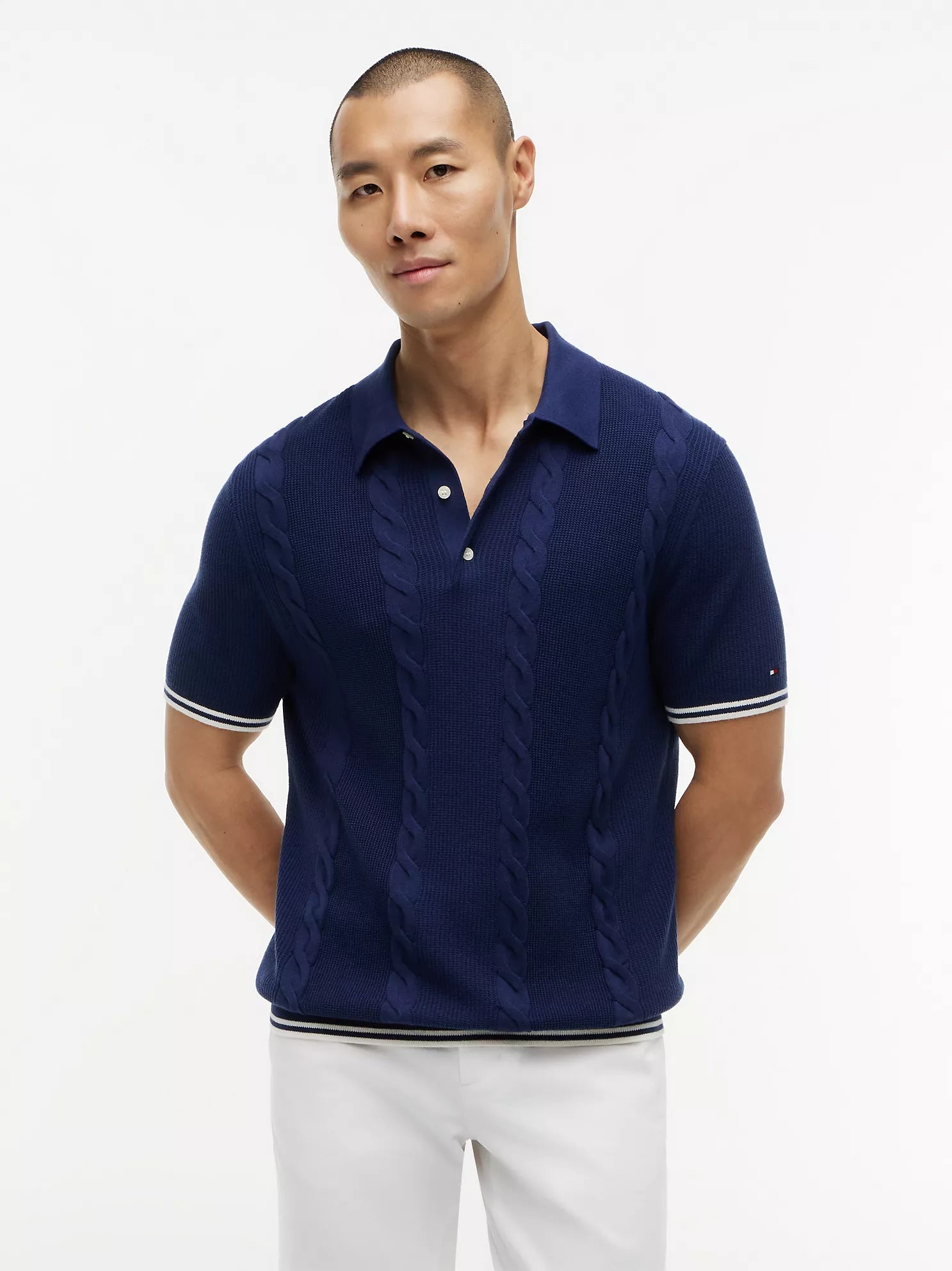 Tommy Hilfiger Short-Sleeve Cable Knit Sweater Polo men
