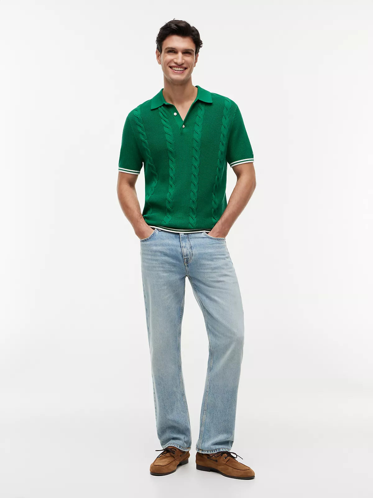 Tommy Hilfiger Short-Sleeve Cable Knit Sweater Polo men