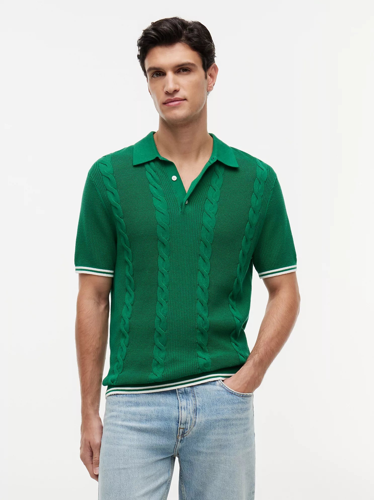 Tommy Hilfiger Short-Sleeve Cable Knit Sweater Polo men