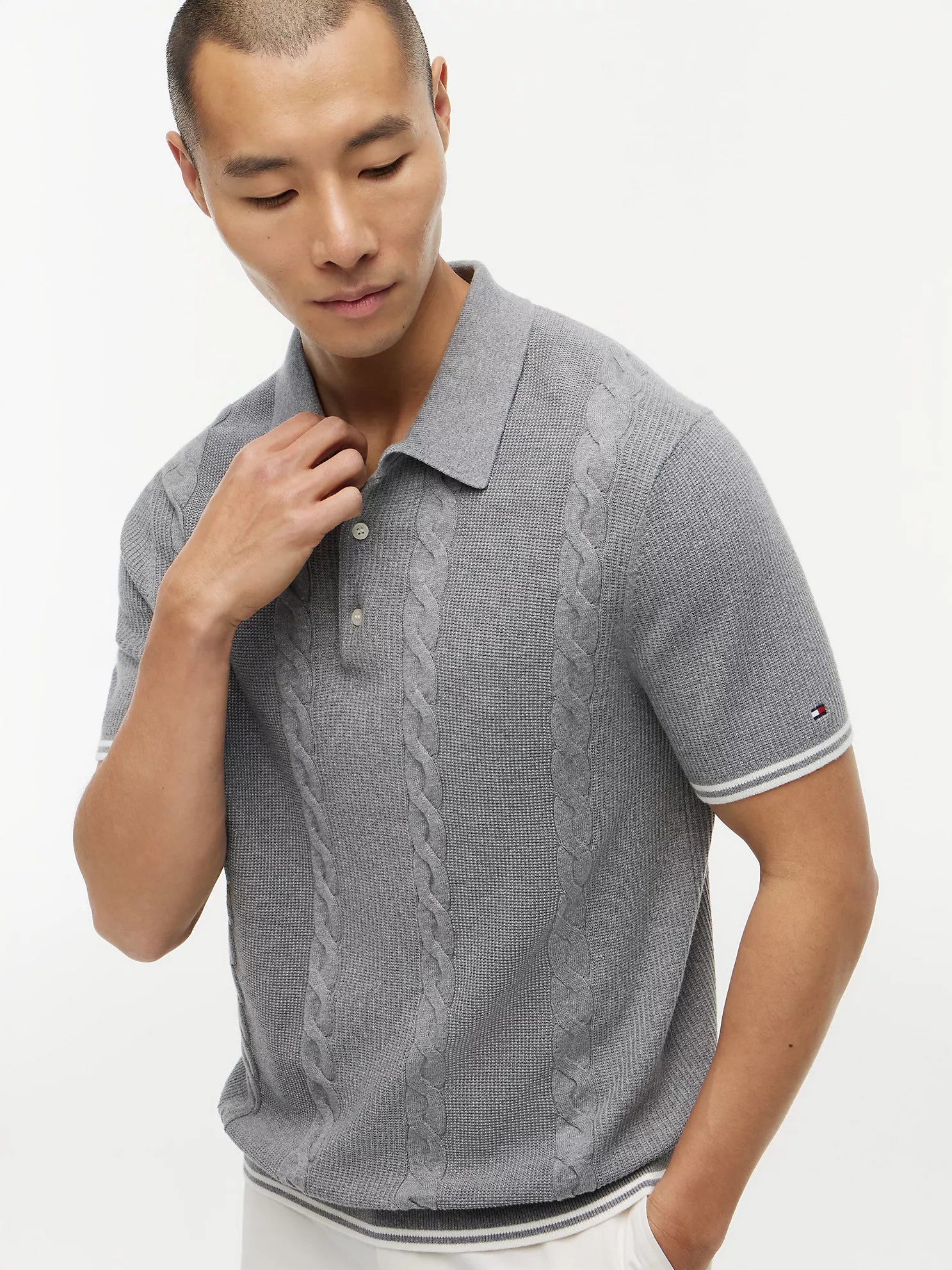 Tommy Hilfiger Short-Sleeve Cable Knit Sweater Polo men