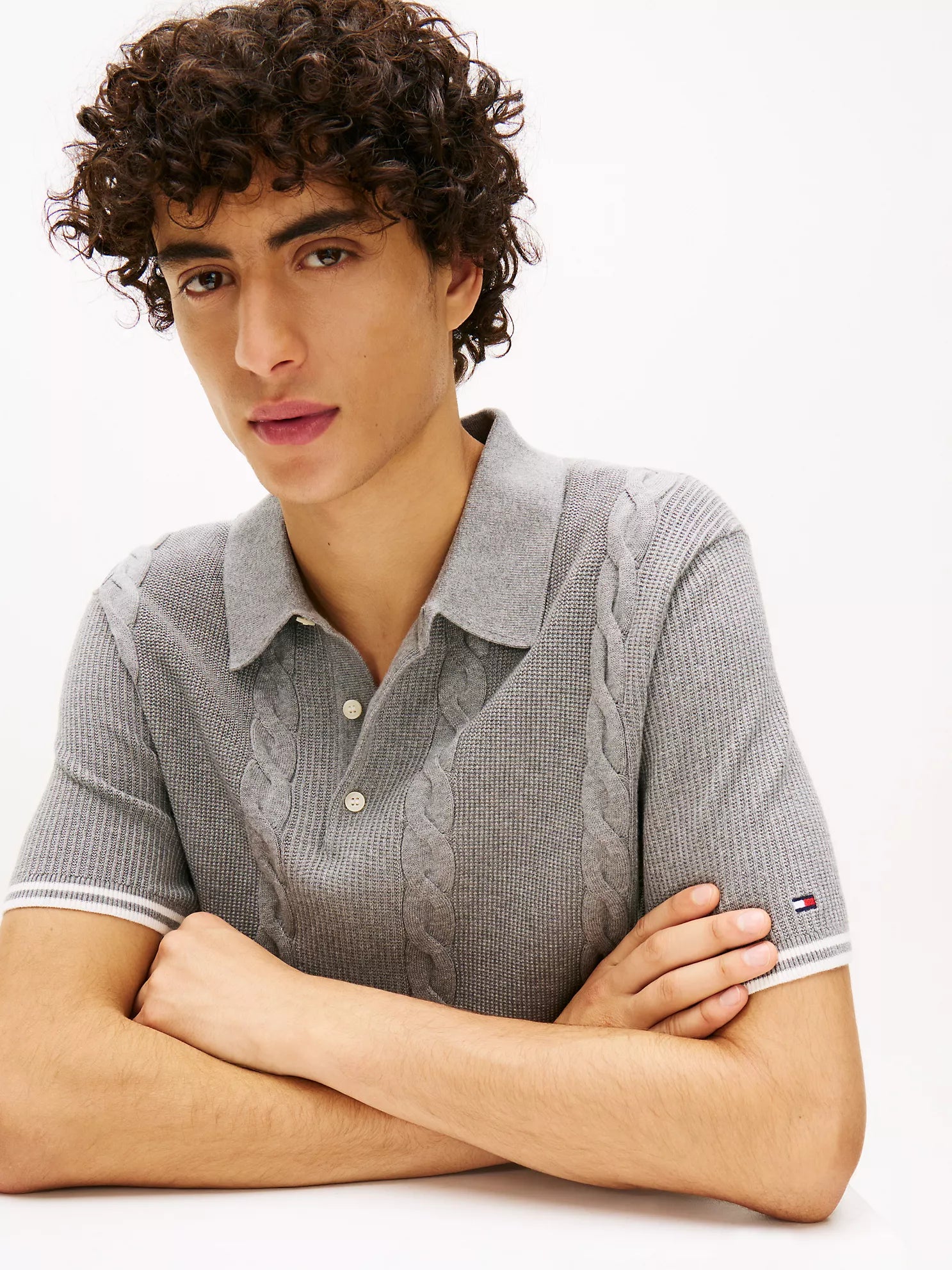 Tommy Hilfiger Short-Sleeve Cable Knit Sweater Polo men