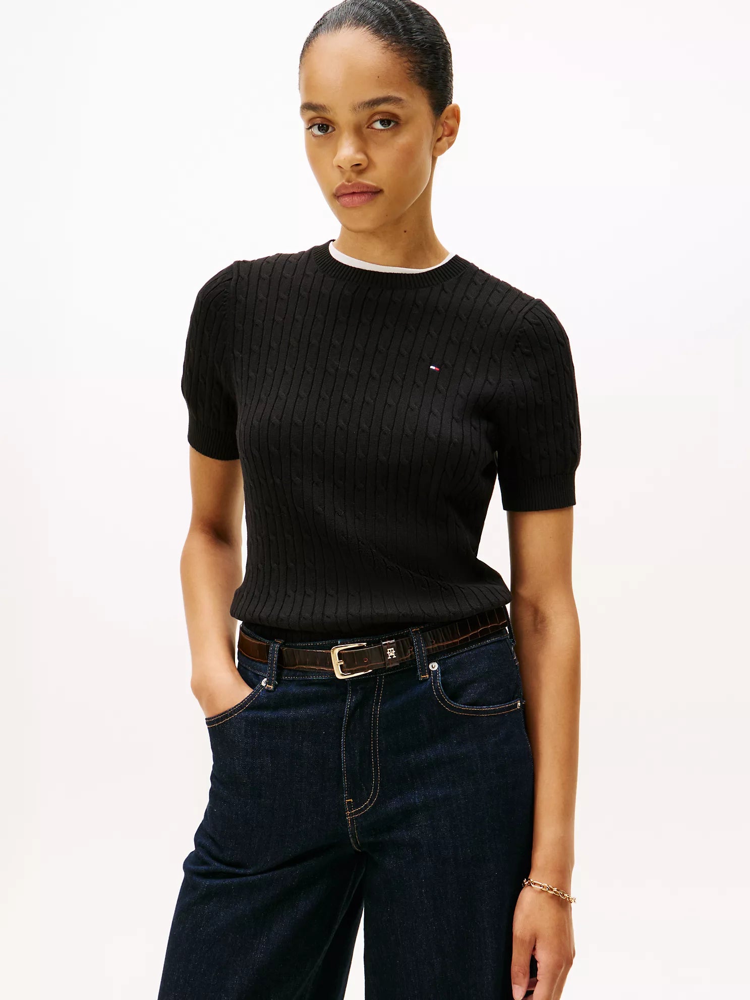 Tommy Hilfiger Short-Sleeve Cable Knit Sweater woman