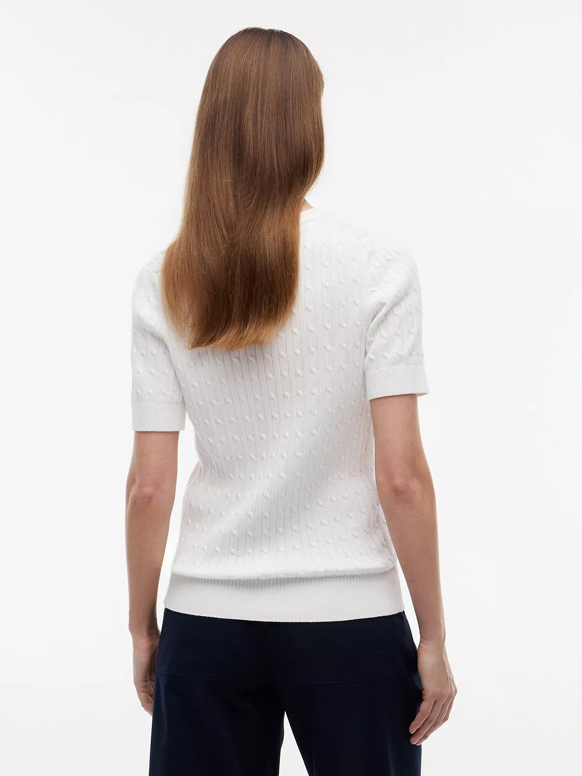 Short-Sleeve Cable Knit Sweater
